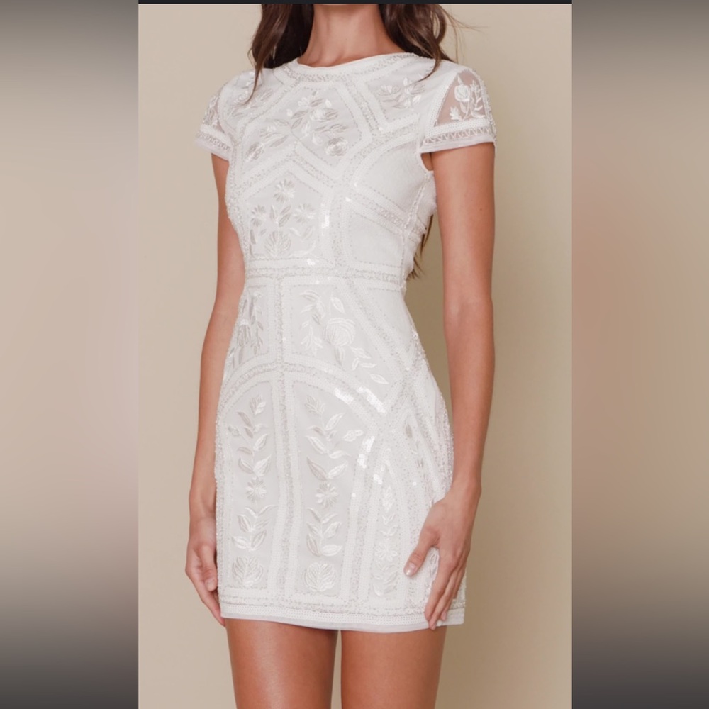Lulu’s White Beaded Cap Sleeve dress